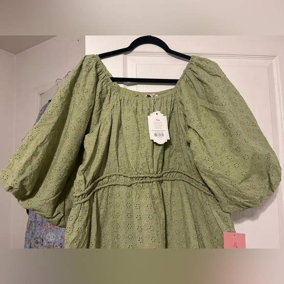 Ivy City Co Kinsey Green Puff Sleeve Mini Dress - Picture 3 of 5